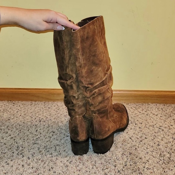 Born Womens Leather Boots Sz 8 Brown Boho Distressed Rustic Suede Slouchy Riding - Picture 6 of 7